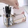 Scatola per biglietti da visita con bordo dorato Elegante organizer da scrivania Strumenti per ufficio Porta biglietti da visita Scrivania