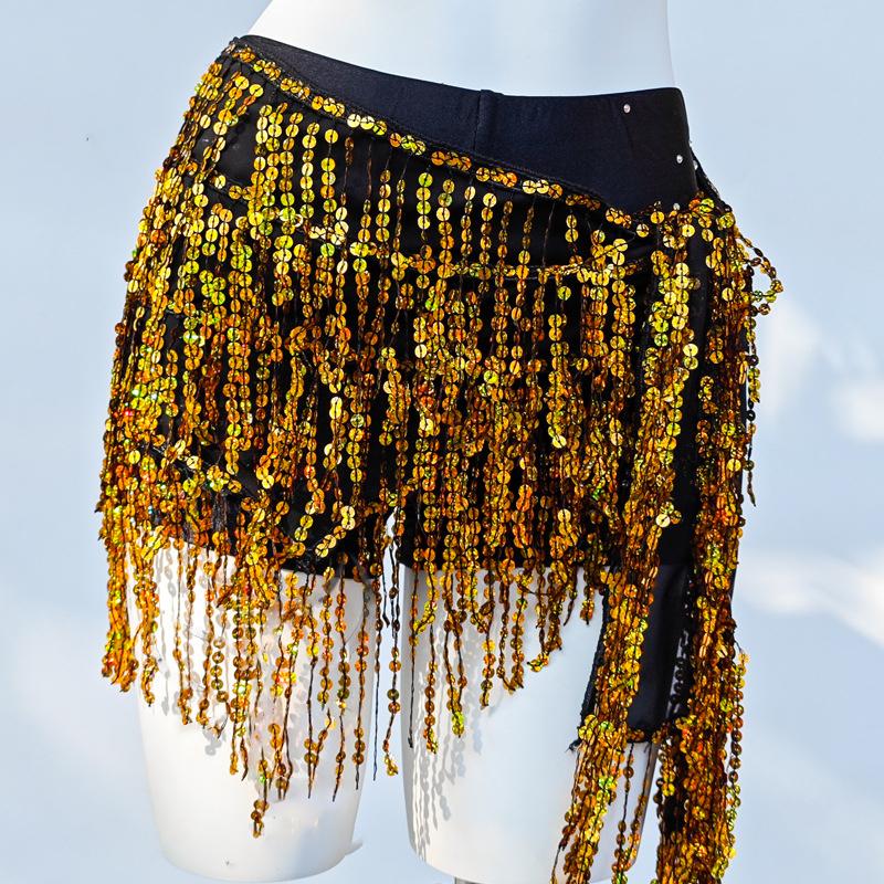 Belly Dancing Hip Scarf For Women Sequin Colorful Belly Dance Hip Scarf Party Belt India Waist Chains Tassels Skirt Gifts