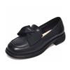 Round head spring new bow flat-soled small leather shoes one pedal first-layer cowhide single shoes