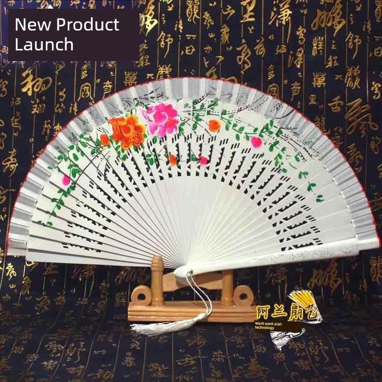 Double-Sided Easy-Open Folding Fan, Group Performance Fan, Retro Fan for Show, Dancing, Bright Red Model Dance Fan, Chinese Style
