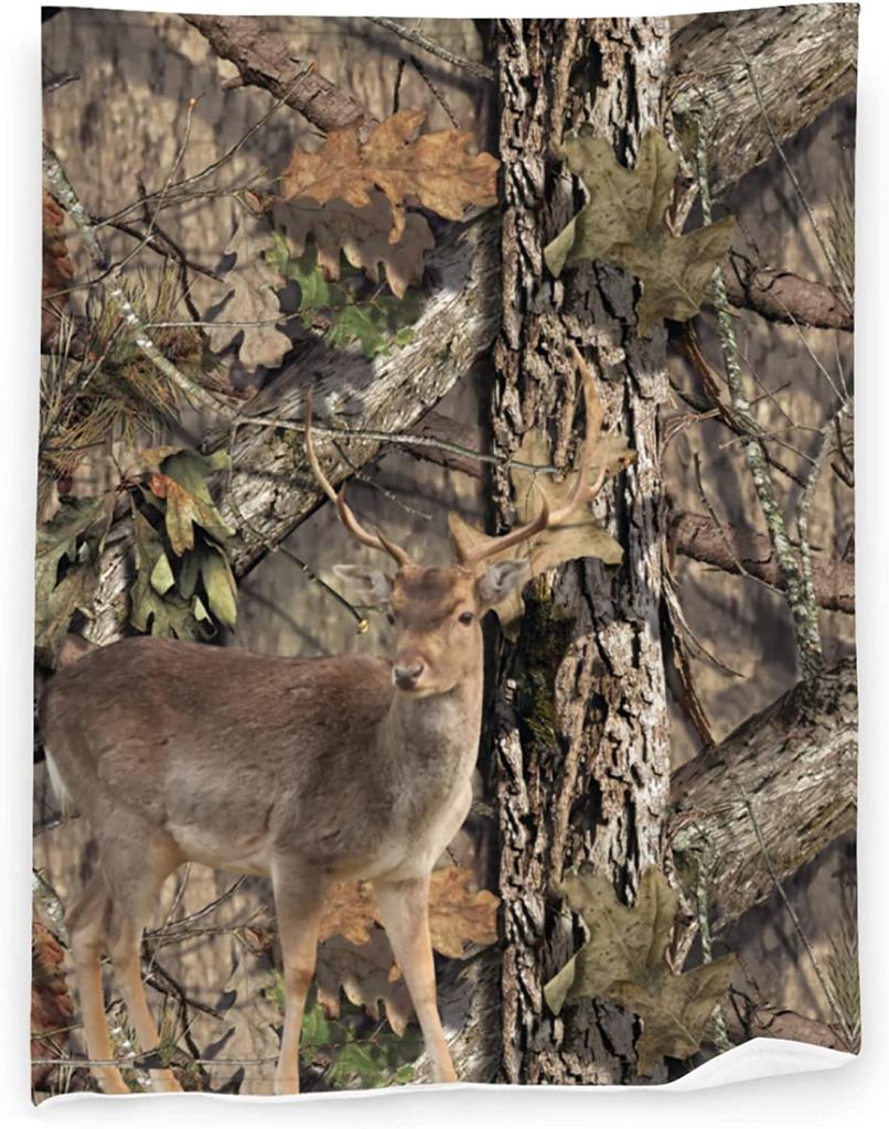 Deer Flannel Throw Blanket Warm Cozy Soft Blanket Boho Moose Deer Bear Woodland Blanket Lightweight Blanket for Travel Bed Car Sofa