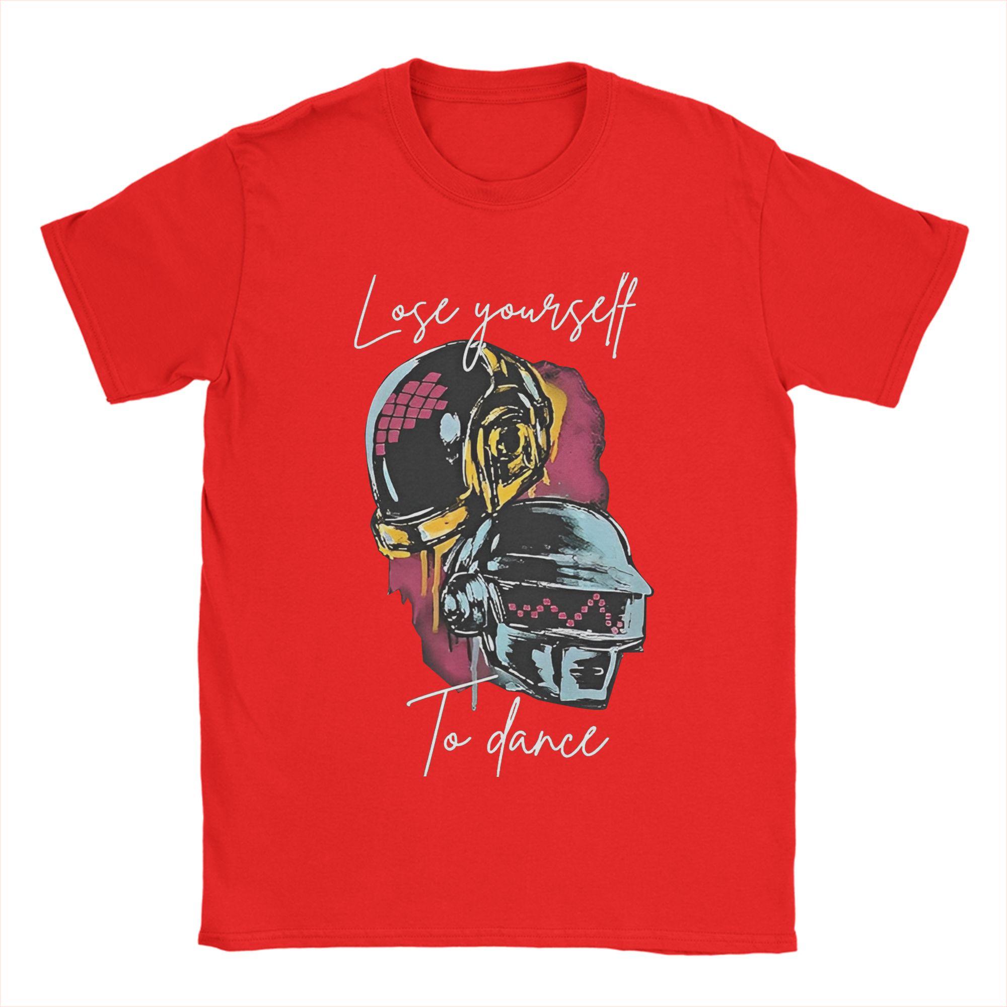 Men Daft Punk Electronic Band T Shirt Cotton Tops Unique Short Sleeve Round Neck Tee Shirt Birthday Gift TShirts S