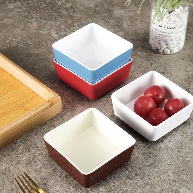 Jijun Melamine Square Snack Plates (10-Piece Set)