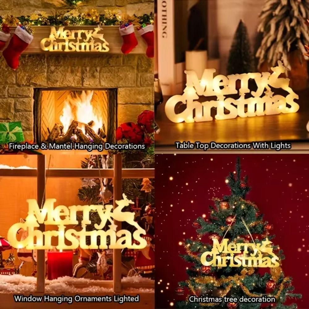 Three-dimensional Christmas Decoration Items Waterproof New Year Merry Christmas Letter Lights Perfect RED Panel