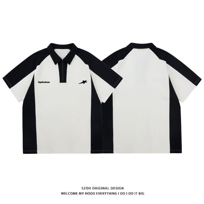 2KWEIRD Koreanischer Y2k-Reißverschluss T-Shirt Vintage Lässig Kpop Mode Sommer Grunge Übergroße Weiße T-Shirts Locker Kurzärmeliges Oberteil