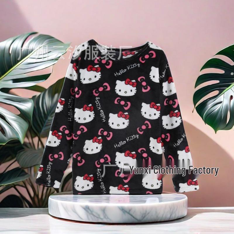 Women's Flannel Fleece-Lined Two-Piece Pajama Set - Warm Autumn/Winter Casual Homewear