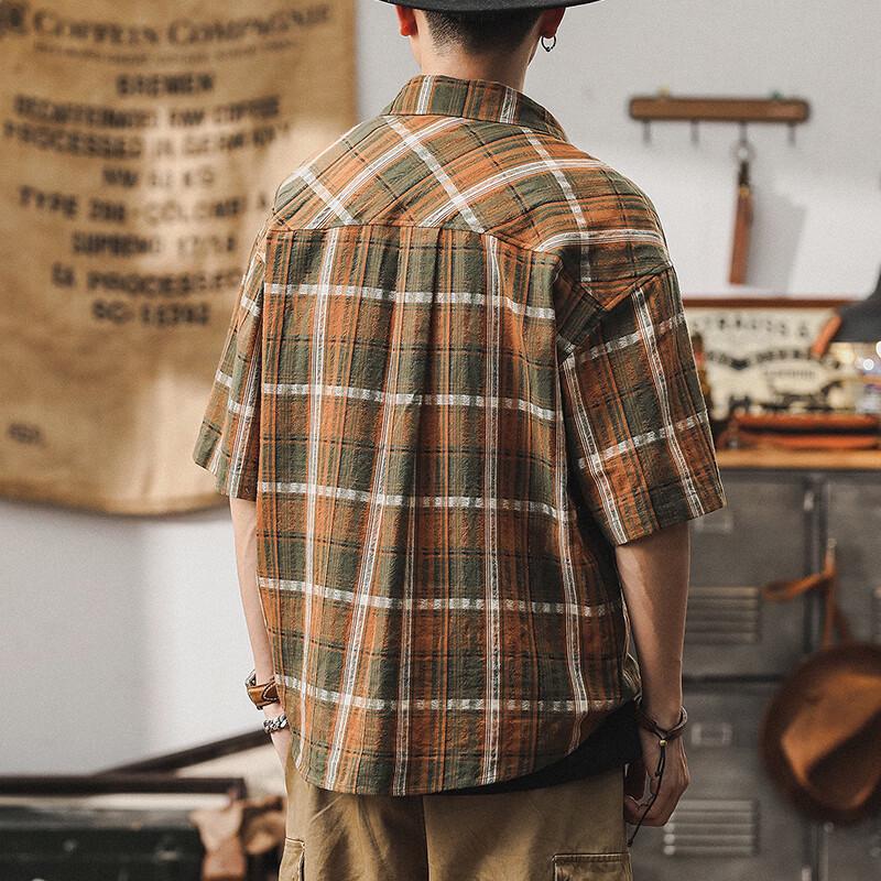 Men's Retro Plaid Short Sleeve Casual Shirt