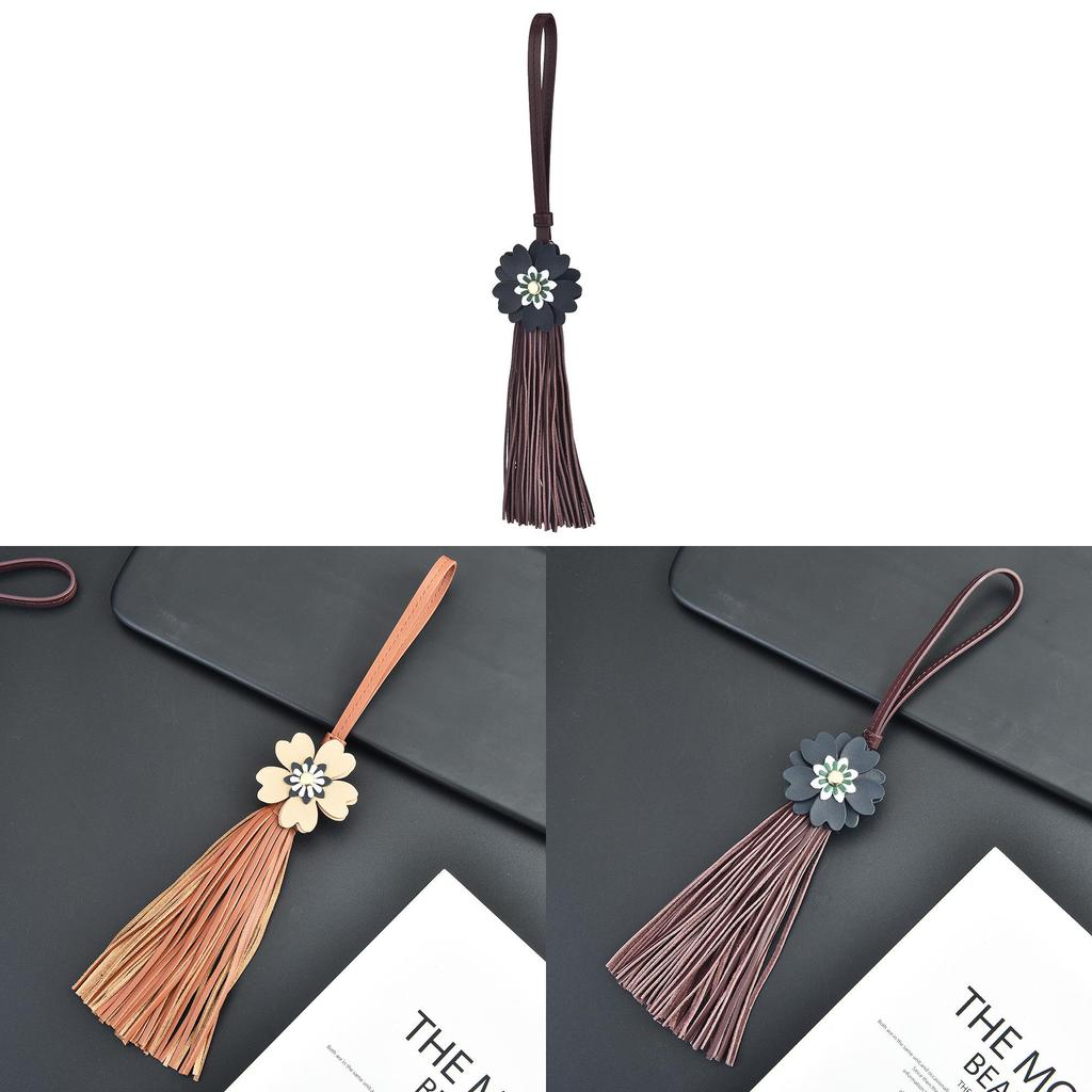 Minimalist Flower Keychain Woven Bag Charm With Faux Leather For Women