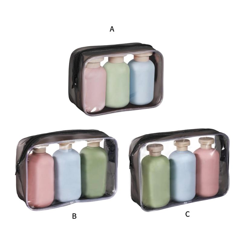 3 Pieces Portable 100/200/300ML Travel Bottles Leakproof Squeeze Containers for Lotions Shampoos and Conditioners