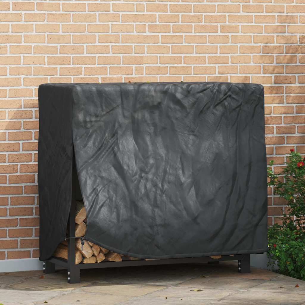 Fireplace Log Rack Cover Solid Black 210D Oxford Fabric