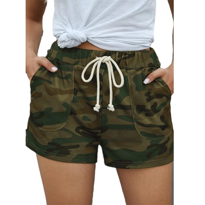 Women's Casual Lace-up Camouflage Mid- Shorts