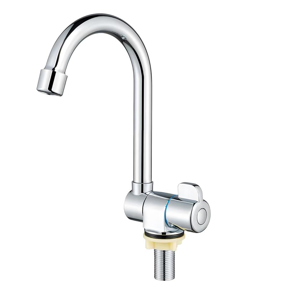 360+180 Rotating Kitchen Faucets Single Cold Water Sink Taps Plated Brass, Suitable for RVs, Yachts, and Kitchen Sinks with G1/2 Thrd