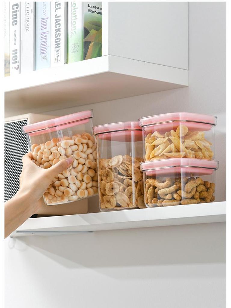 Food-Grade Transparent Plastic Storage Jar - Sealed for Kitchen Snacks & Grains