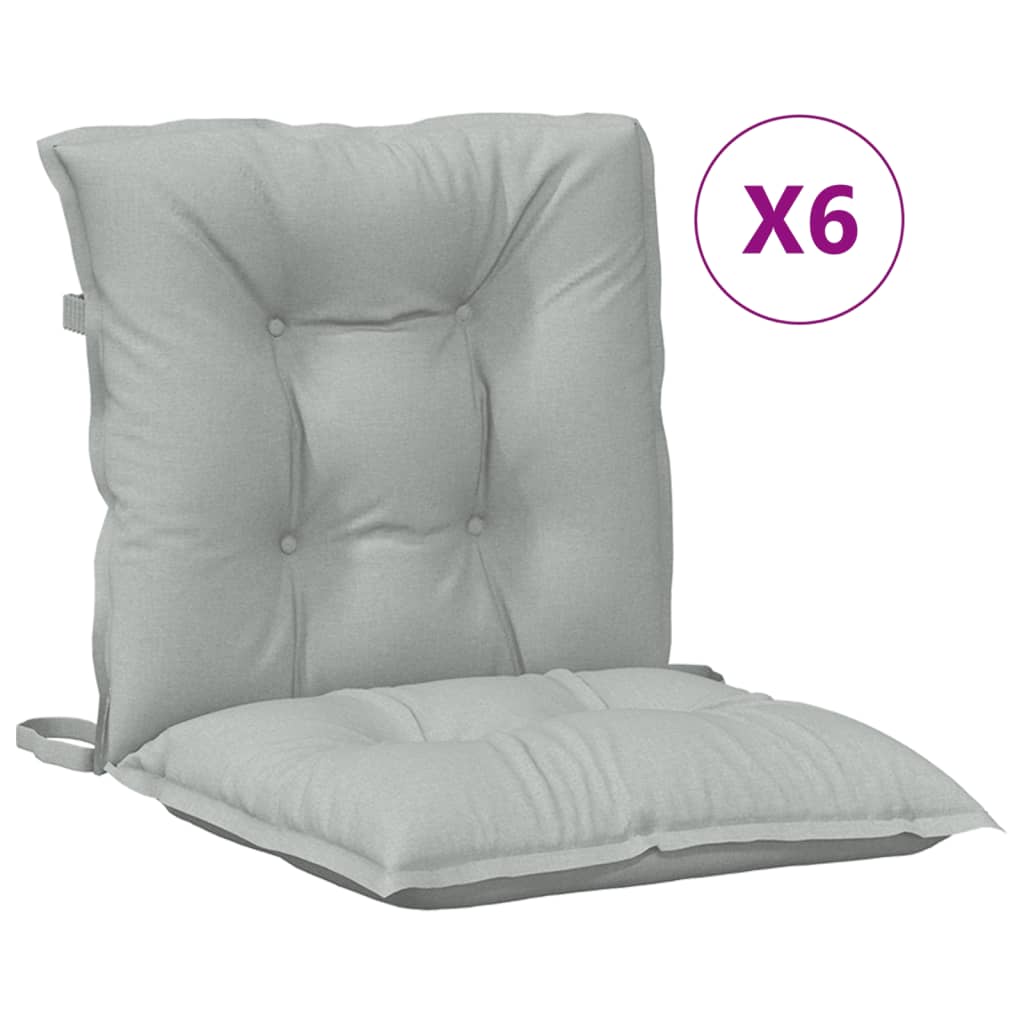 Low Back Chair Cushions 6 Pcs Light Grey Melange 100 X 50 X 7 Cm Fabric