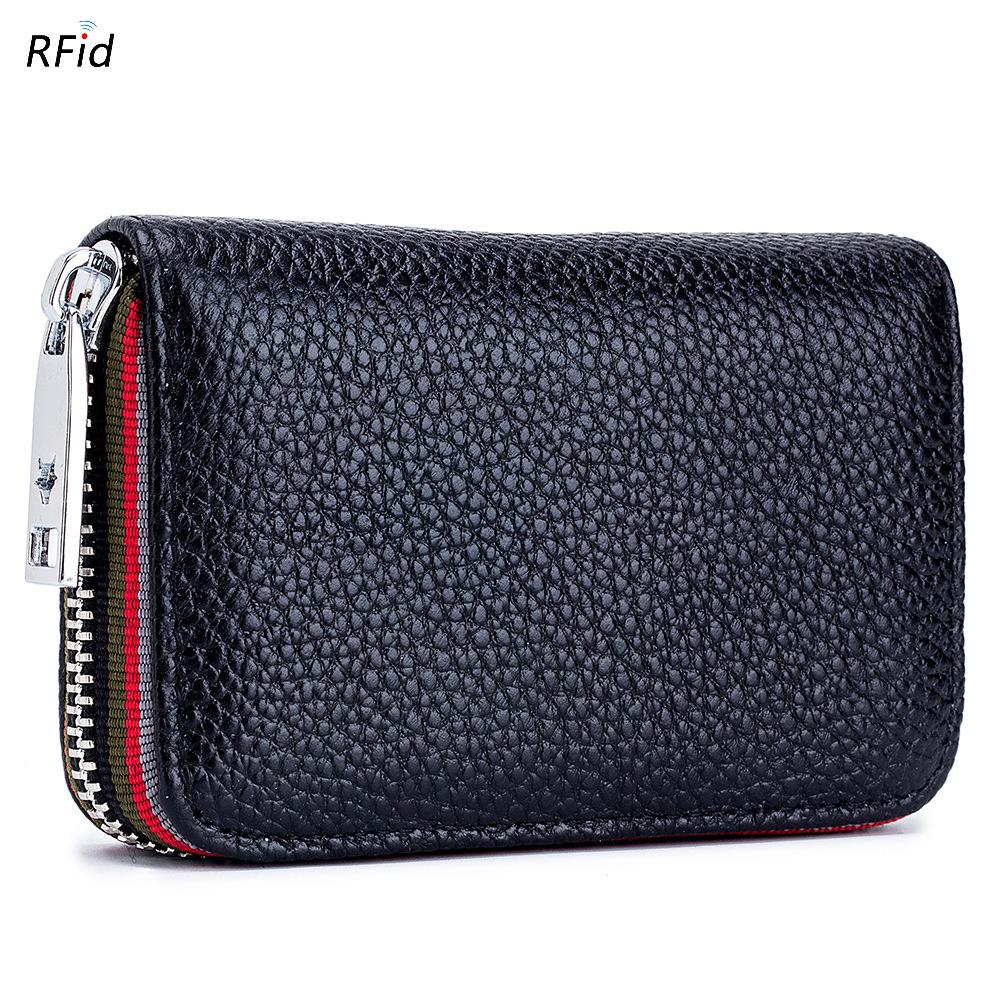 Stylish RFID Accordion Leather Card Holder with Zipper