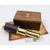 6" Handheld Brass Telescope with Wooden Box and Antique Map - Pirate Navigation