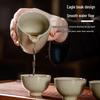 Light Jade Beige Ceramic Kung Fu Tea Set
