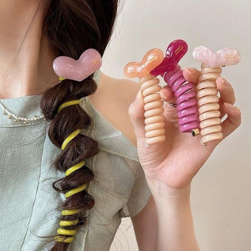 Modische Zopf-Gummibänder Herz-Haarseil Telefonkabel-Haargummis Scrunchies Haarbänder Mädchen-Accessoires