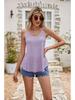 2023 Summer Women's Solid Color Button Camisole with Hollow Out Design