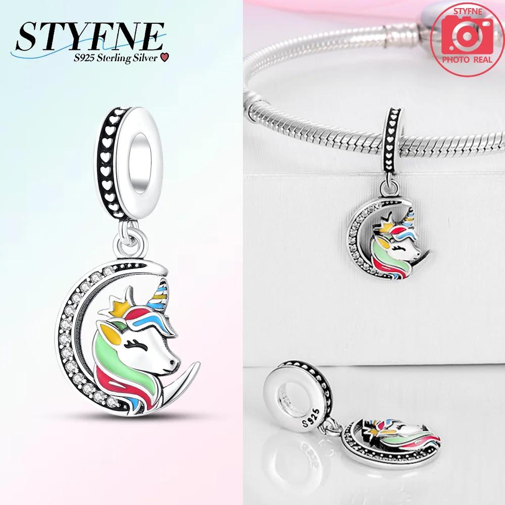 Sweet Romance Copper Cloud Rainbow Unicorn Shining Dreamy Charms Beads Fit 3Mm Original Bracelets Diy Fine Jewelry Making