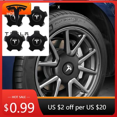 Autosticker Tesla 4 Stuks 180mm Voor Tesla 3 X S Y Originele Wieldeksels Auto Wielnaafkappen Decoratiesticker ABS Auto Wieldeksels Emb