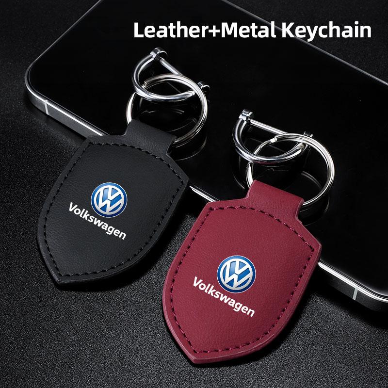 Car Leather Keychain Shield Styling Emblem Key Ring For VW Golf Polo GTI Tiguan Touran Jetta Passat CC T5 Scirocco Arteon Beetle RH5