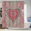 Tenda da Doccia Decorativa con Stampa a Cuori per Arredo Bagno