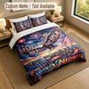 American Patriotic Theme Personalized 3Pcs Bedding Set Custom Text & Name 1 Sheet 2 Pillowcases Household Bedding 1pc