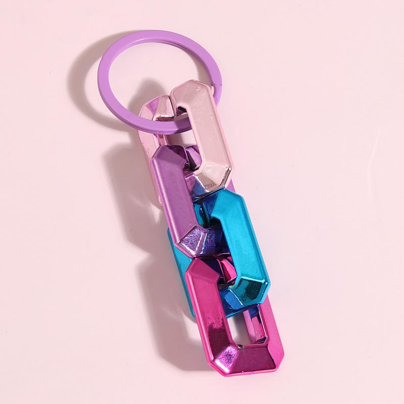 Colorful Acrylic Plastic Link Chain Keychain Creative Handmade Key Ring For Women Men Handbag Accessories DIY Friendship Gifts