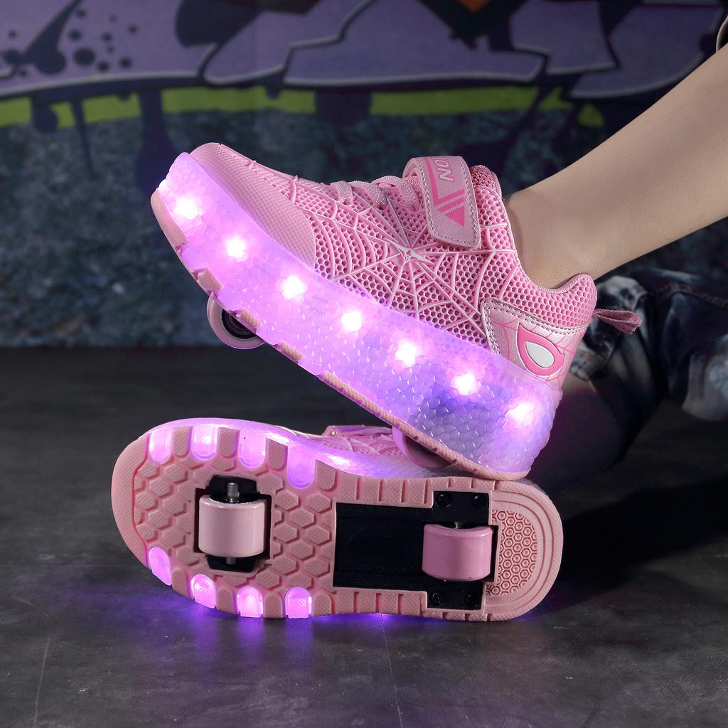 Rollschuhe für Jungen und Mädchen mit LED-Beleuchtung, USB-Ladefunktion, Kinder-Rollschuhe, Freizeit-Skateschuhe, Sportschuhe, Kinder-Sneaker