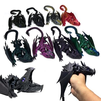 3D Printed Winged Dragon Ornament Flexible Articulated Dragon with Wings Fidget Dragon Toy for Home Office Desk Decor Stress Relief