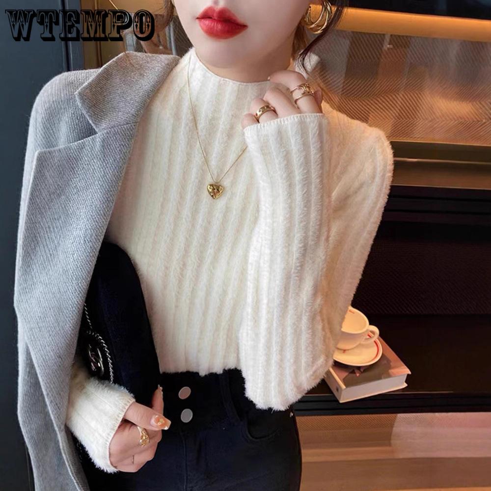 Gentle Sweater High Neck Pullover Knit Thick Women's Plush Autumn and Winter