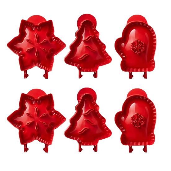 Christmas Cookie Pie Molds Plastic Cutters for Tree Snowflake Mittens Designs Mini Hand Pie Press for Holiday Baking
