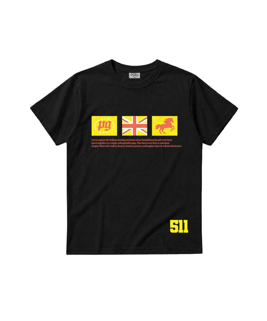 PAGESIISII Pg Star Print Standard Fit Short Sleeve T-Shirt Black