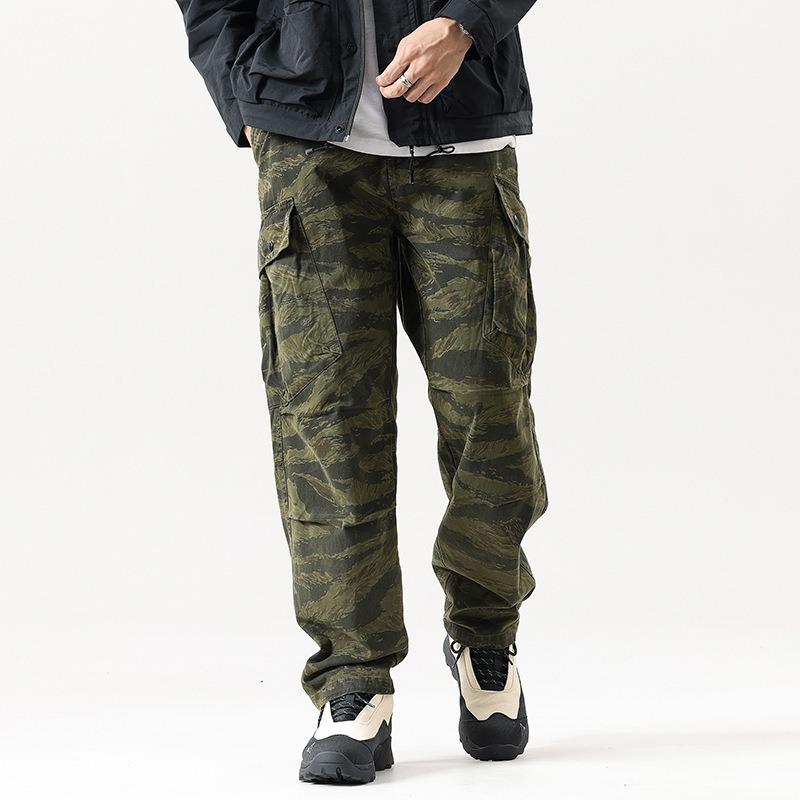 Tooling camouflage pants casual loose men's trousers clothing trendy brand pants men's high-end sense ruffian handsome men's clothing