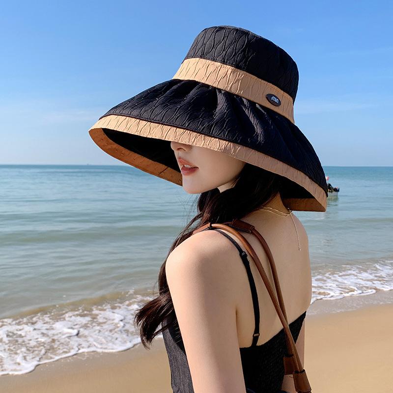 

Новая корейская версия Универсальная защита от УФ-лучей Панама с широкими полями Шляпа с большими полями Женская защита от солнца Солнечная шляпа Женский тренд