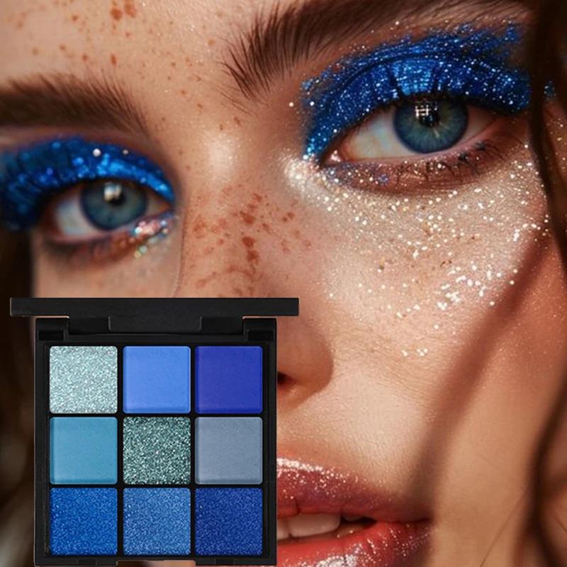 9-Farben Lidschattenpalette Glitzer Perlmutt Matt Lidschatten Schimmer Make-up Lang anhaltend Frauen Schönheit Augenkosmetik Lila Rot
