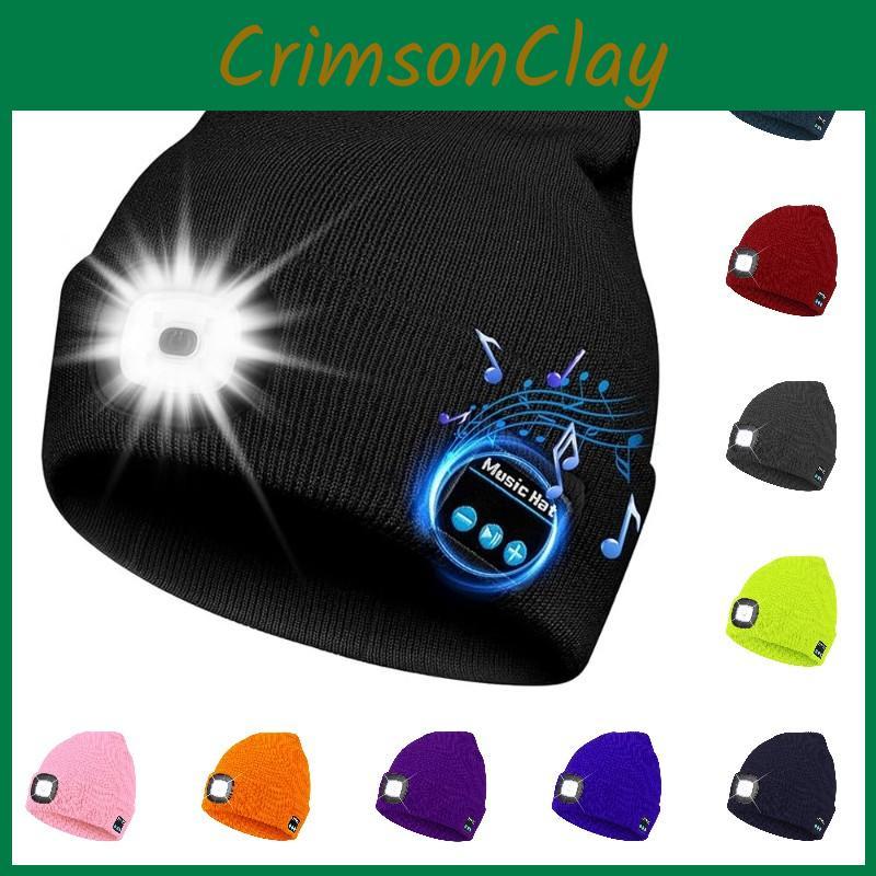 Outdoor Usb Rechargeable Bluetooth Knitted Beanie Hat With Music And Light Features For Winter Comfort