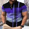 Fashionable Casual 3D Digital Printed Pattern Men's Short Sleeved Polo Shirt Summer Comfortable Outdoor Activities