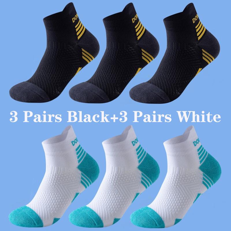 6 Pairs Marathon Running Sock Men Women Professional Sport Ankle Socks for Marathon Fitness Thickened Cushioned Tube Short Socks