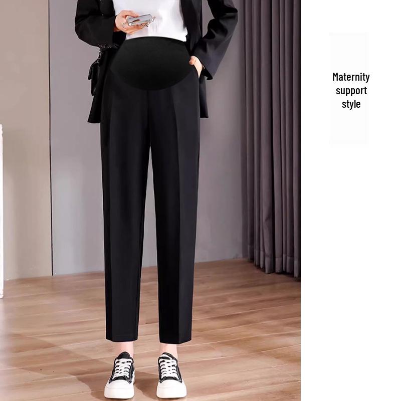 

Plus Size Maternity Straight Leg Cropped Pants – Black, Drawstring, No Tummy Support, 2026 Style M