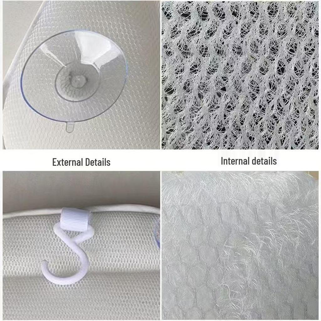 Machine Washable 4D Mesh Bathtub Pillow with Suction Cups