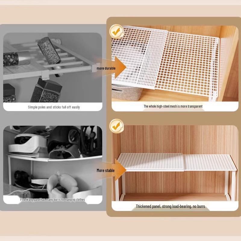 Wardrobe Retractable Partition Shelf: Cabinet Organizer & Shoe Divider Rack