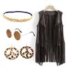 60er Jahre Hippie Kostümset: Damenweste mit Quaste und Retro-Cosplay-Outfit