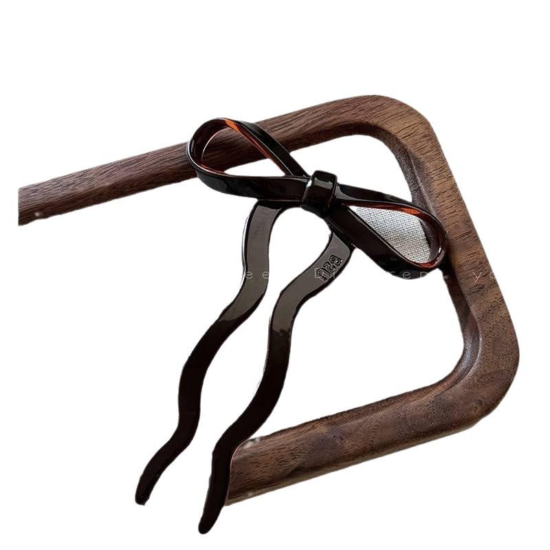 Elegant Bowknot U-Shaped Hairpin for Women with Bun Hairstyles - Sweet & Cute Hair Accessory