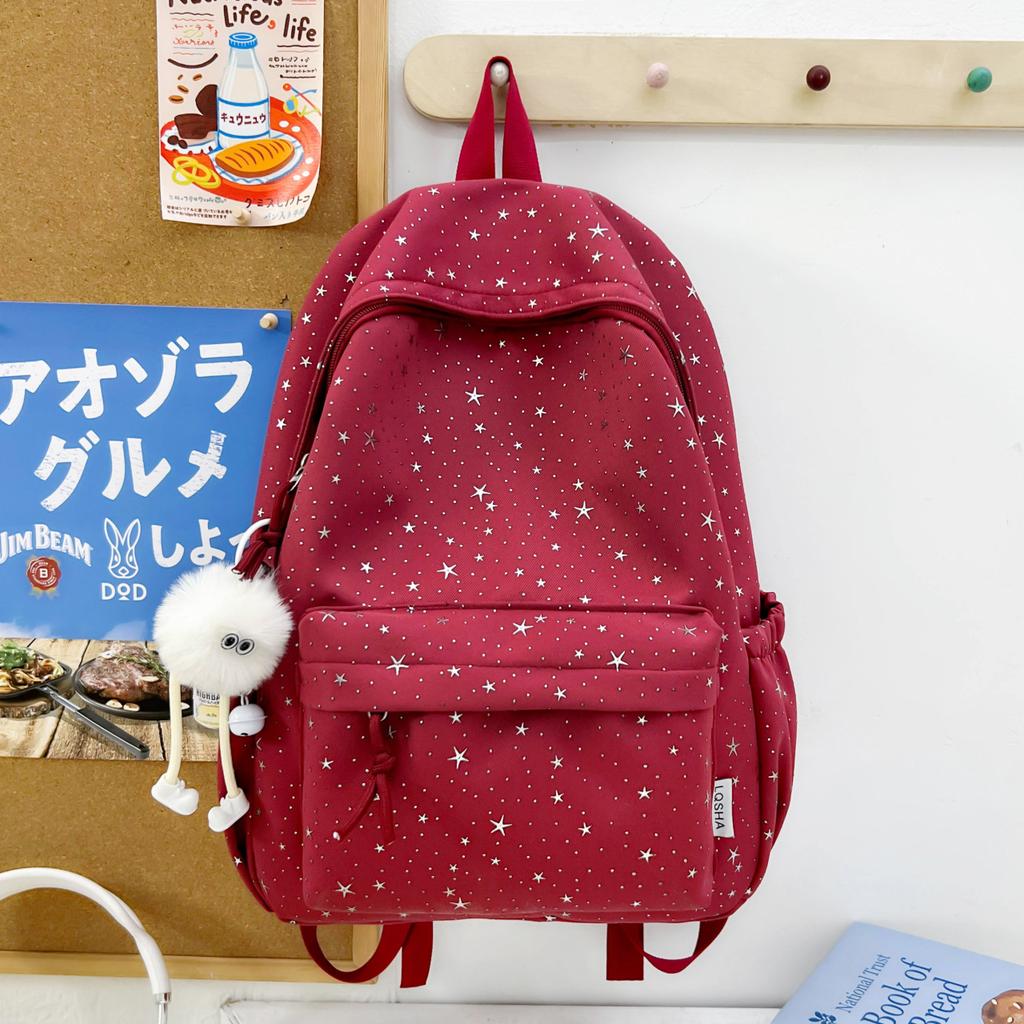 Schoolbag Korean Ins Wind Star Backpack Female Large Capacity Junior High School Student School Bag Leisure Travel Computer Backpack