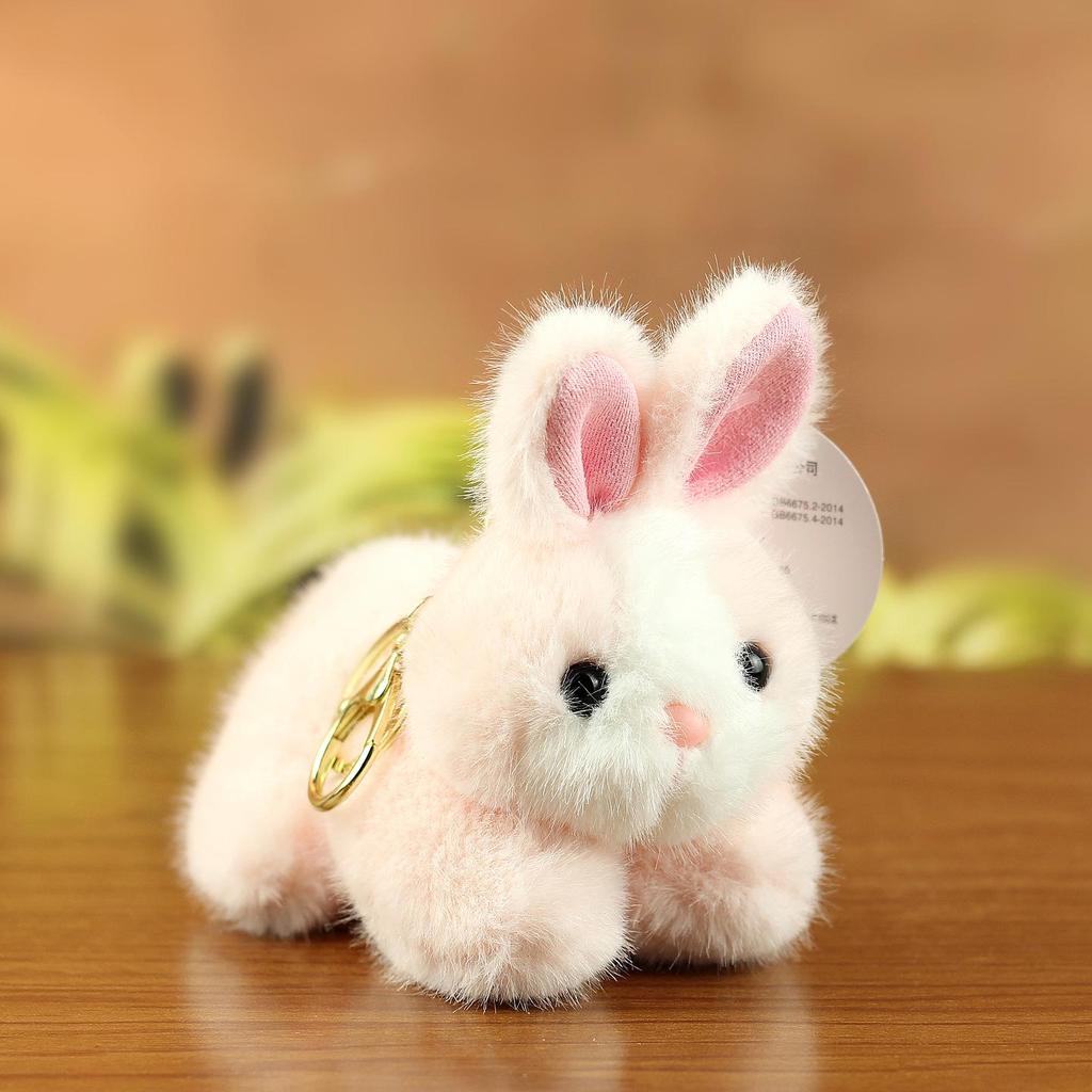 Cute White Rabbit Plush Keychain Pendant - Small Gift