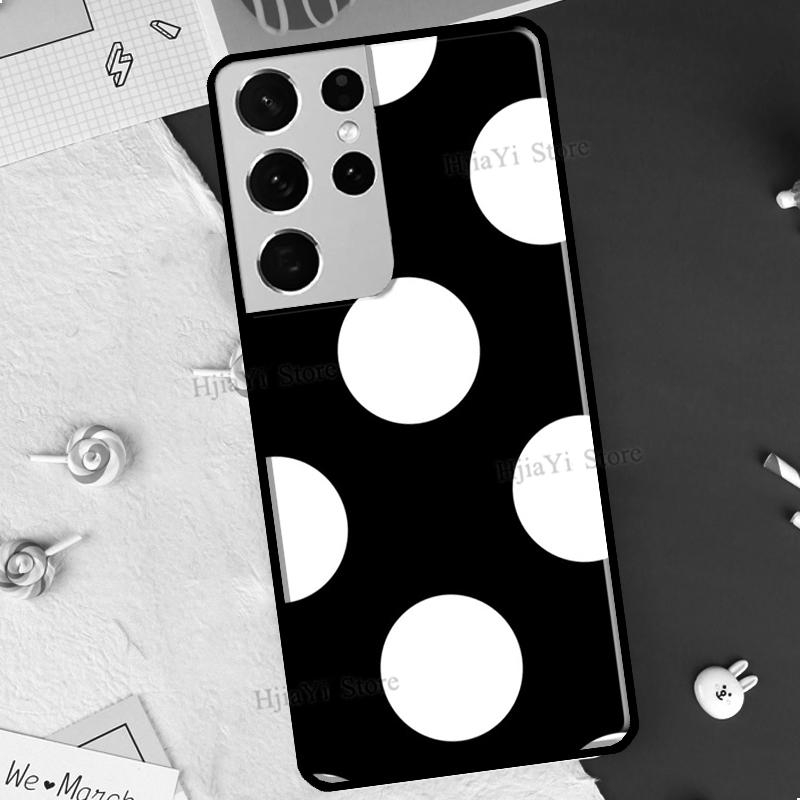 Black And White Polka Dot Case For Samsung Galaxy S21 S22 Ultra Note 20 S8 S9 S10 Note 10 Plus S20 FE Phone Cover