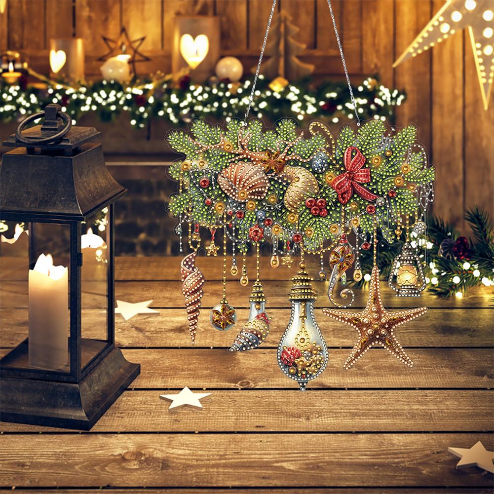 Xmas Theme 2D/Flat DIY Rhinestone Diamond Art Window Pendants Diamond Painting Set Special Shape Wall Decor for Home & Windows