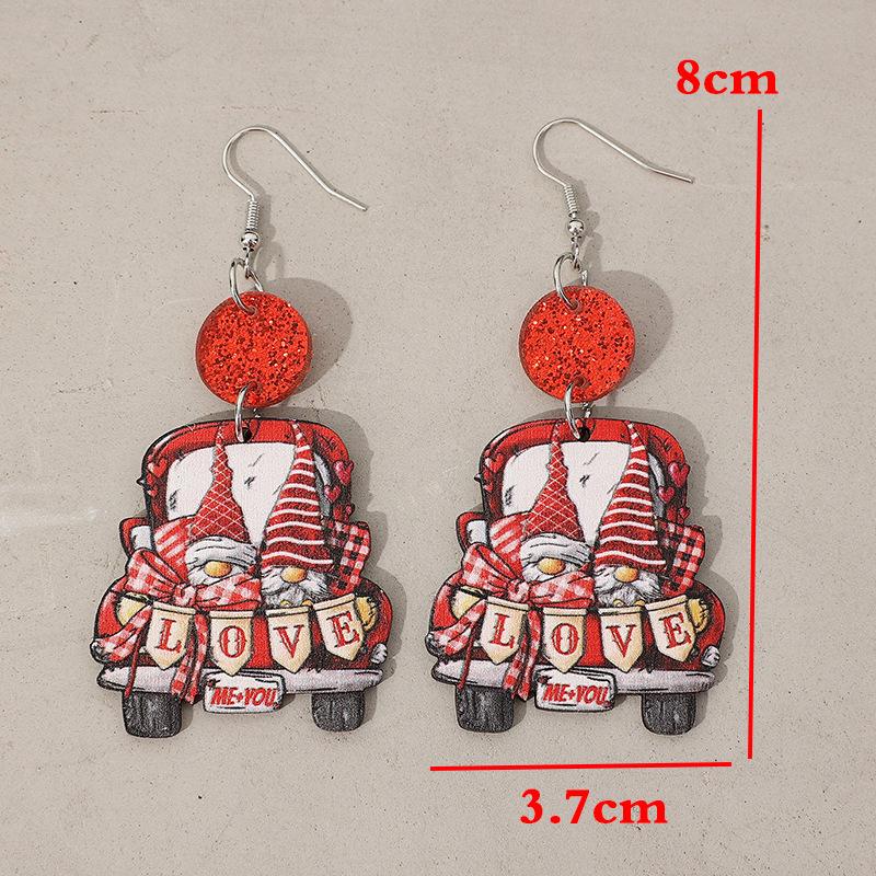 Christmas Gnome Rudolph Faceless Doll Acrylic Holiday Earrings